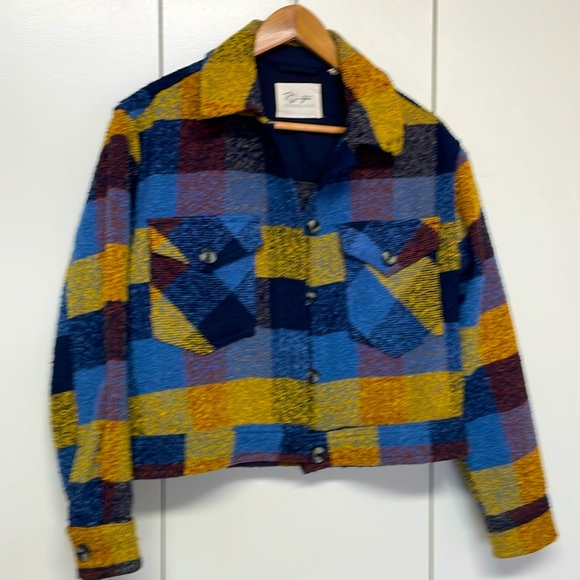 RD Style Cropped checked Shacket - Picture 1 of 6
